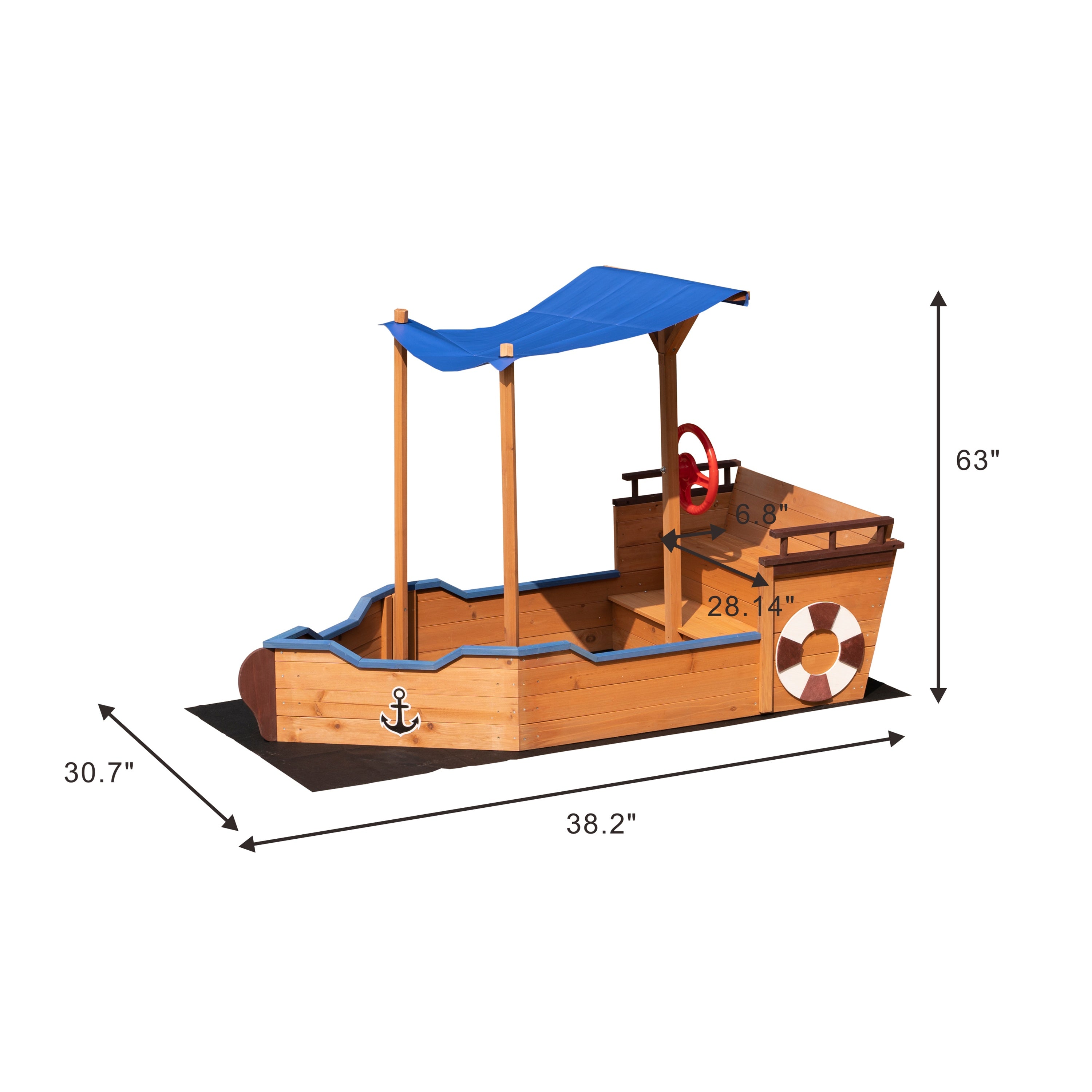 Wooden Sandbox With Storage Platform And Seat For Children Outdoors