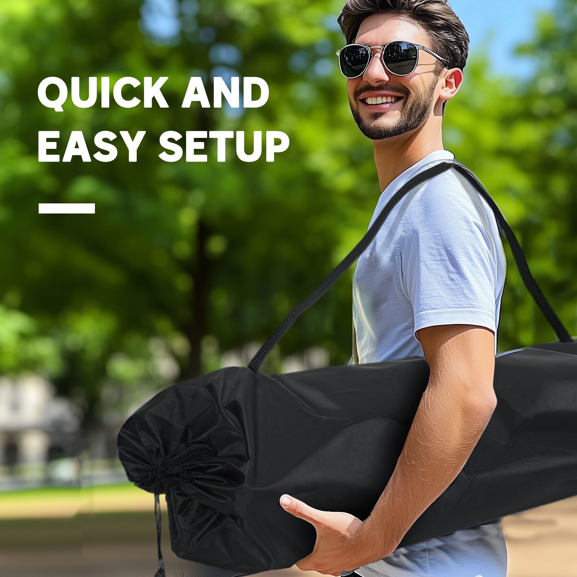 Padded Folding Camp Chair For Adults, Double Camping Chair With Armrests, Cup Holders, Carry Bag For Outdoor, Green