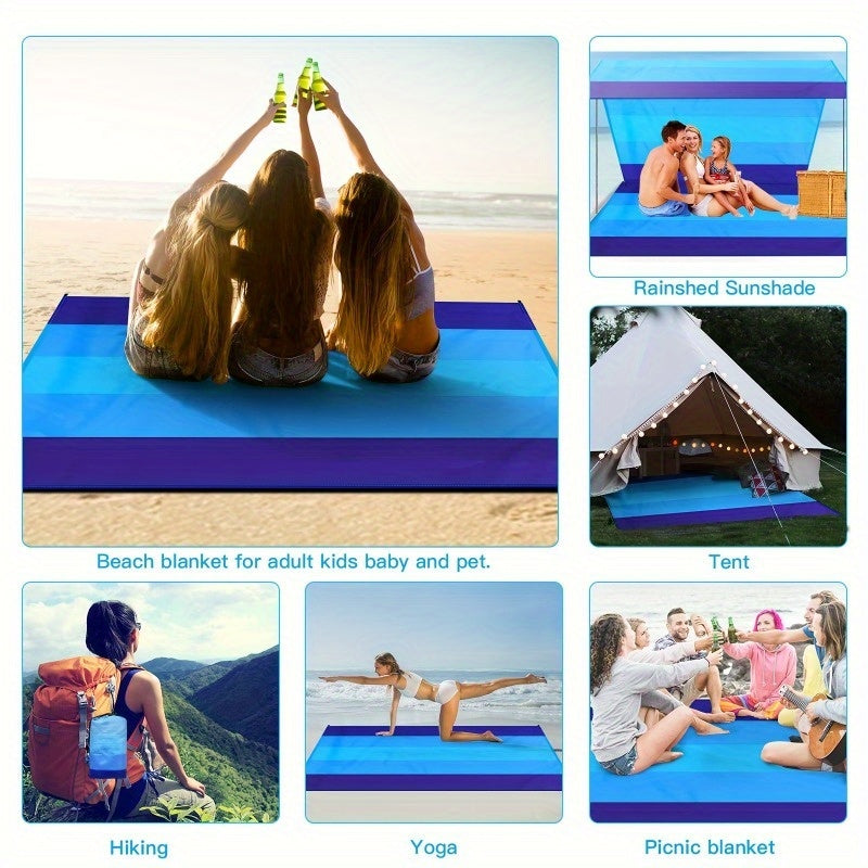 Waterproof Beach Mat - Sand proof, Portable Outdoor Blanket Ideal For Picnics, Travel, Camping And Hiking