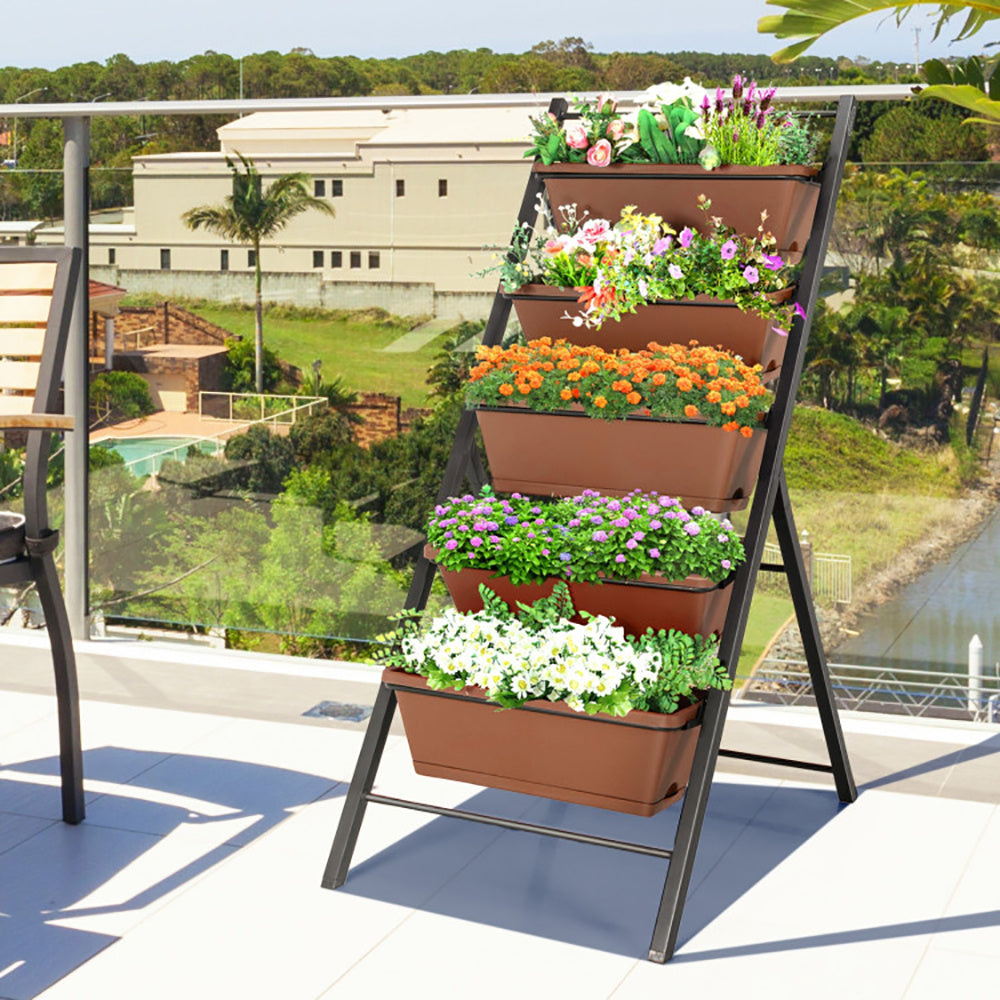 5-tier Vertical Garden Planter Box Elevated Raised Bed With 5 Container