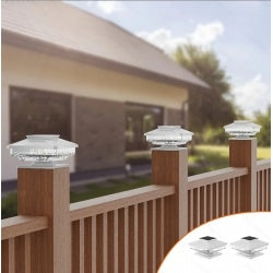 4 Pack Outdoor Solar Post Cap Lights, Cold White IP65 Waterproof For 4x4 5x5 6x6 Wooden Posts In Garden Decor