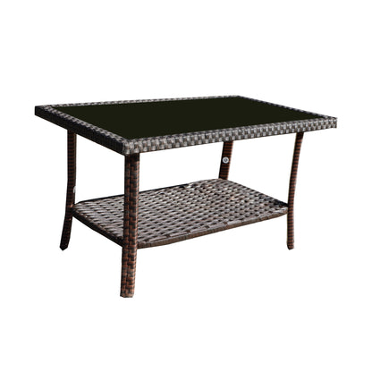 New Design High Quality Four-Piece Sofa Set Table With Sofa Chair PE Rattan Outdoor Furniture W3152P269438 Box 1 With Emerald Green Color Cushion