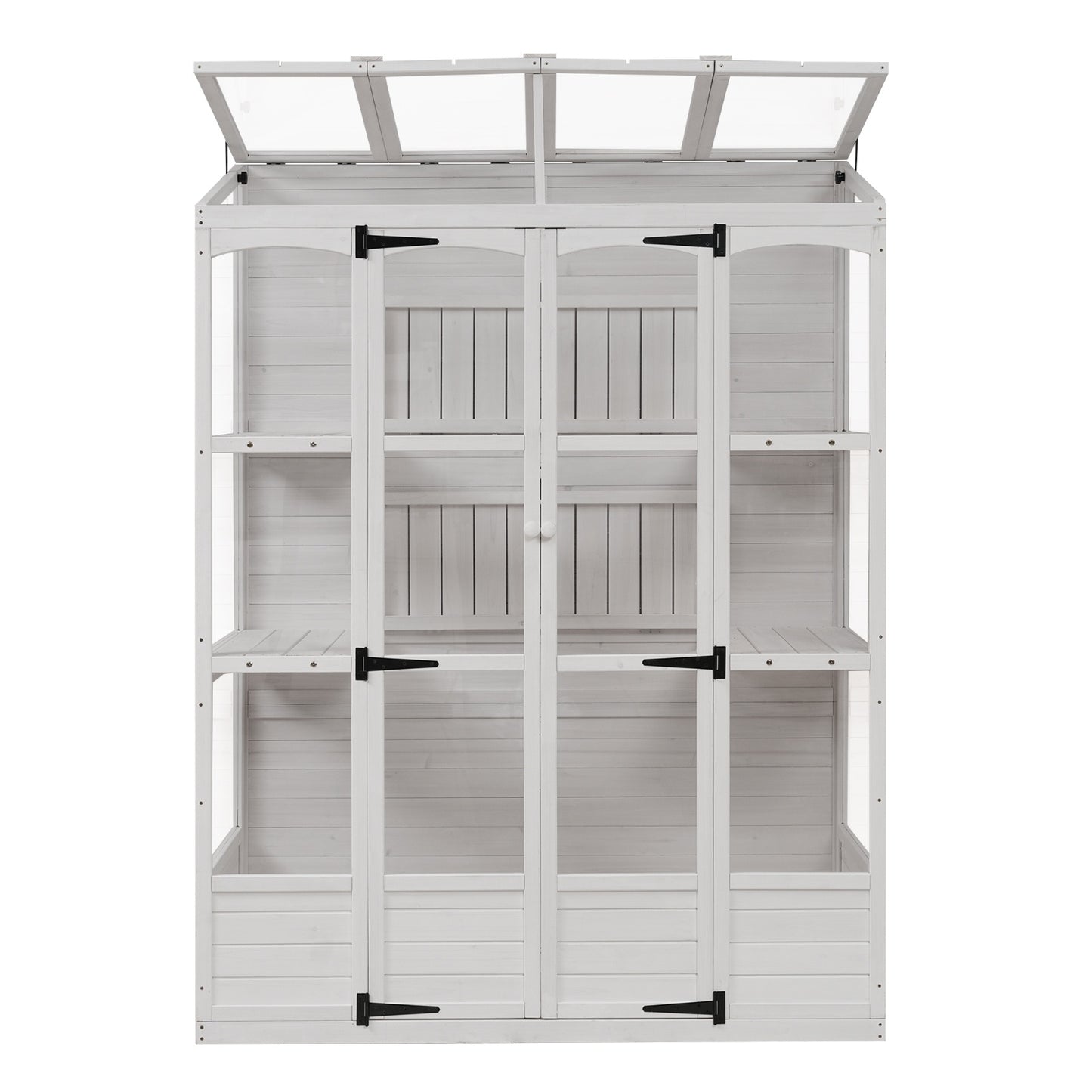 TOPMAX 78-inch Wooden Greenhouse Cold Frame With 4 Independent Skylights And 2 Folding Middle Shelve