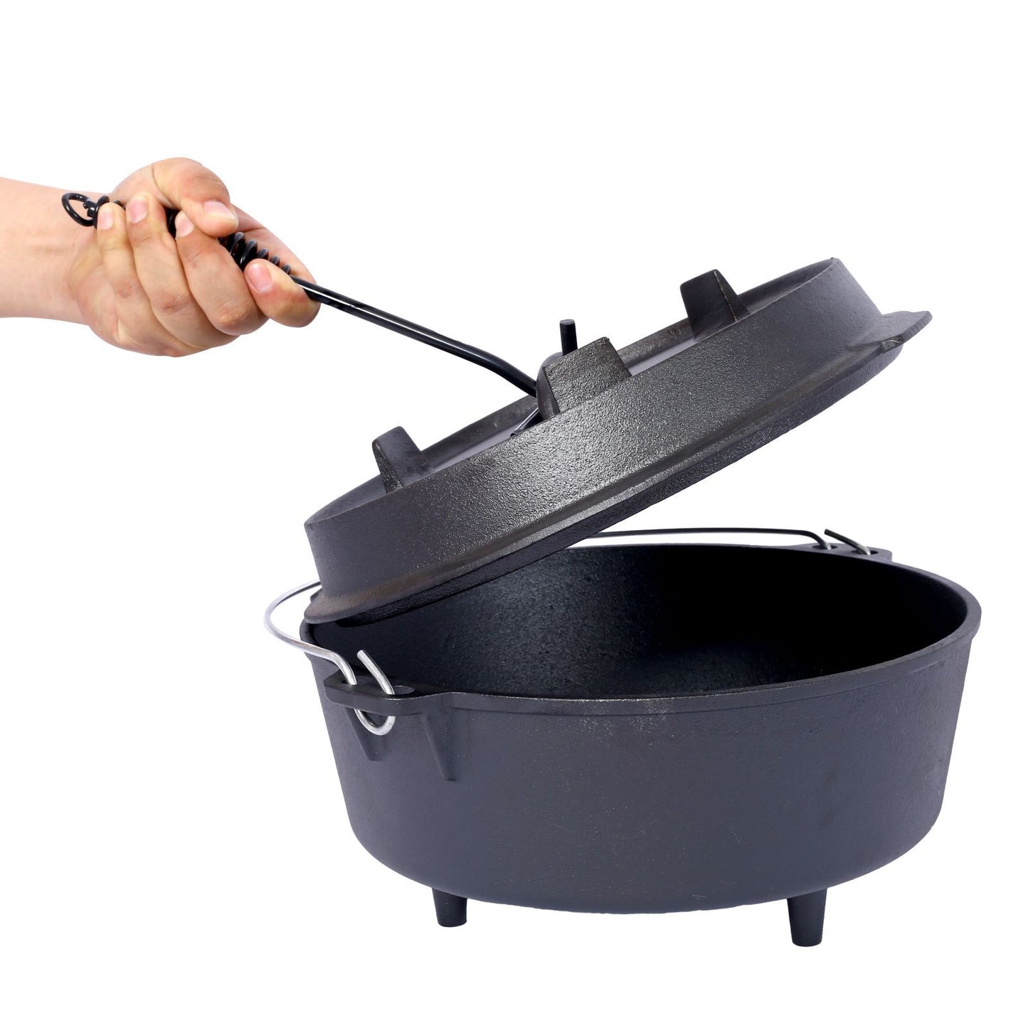 Outdoor Camping Deep Pot For Camping Fireplace Cooking Barbecue Baking Campfire With Leg Base