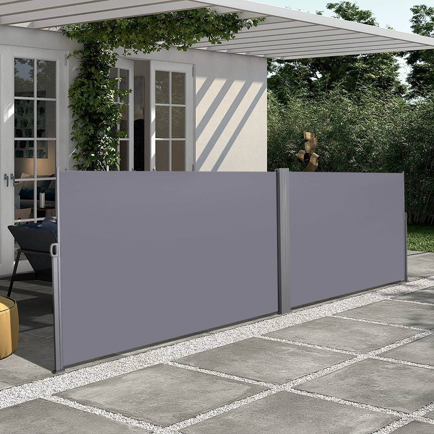 276 X 71Retractable Side Awning, Waterproof & UV-Resistant, Privacy Screen Divider Roll Up Balco