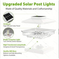 4 Pack Outdoor Solar Post Cap Lights, Cold White IP65 Waterproof For 4x4 5x5 6x6 Wooden Posts In Garden Decor