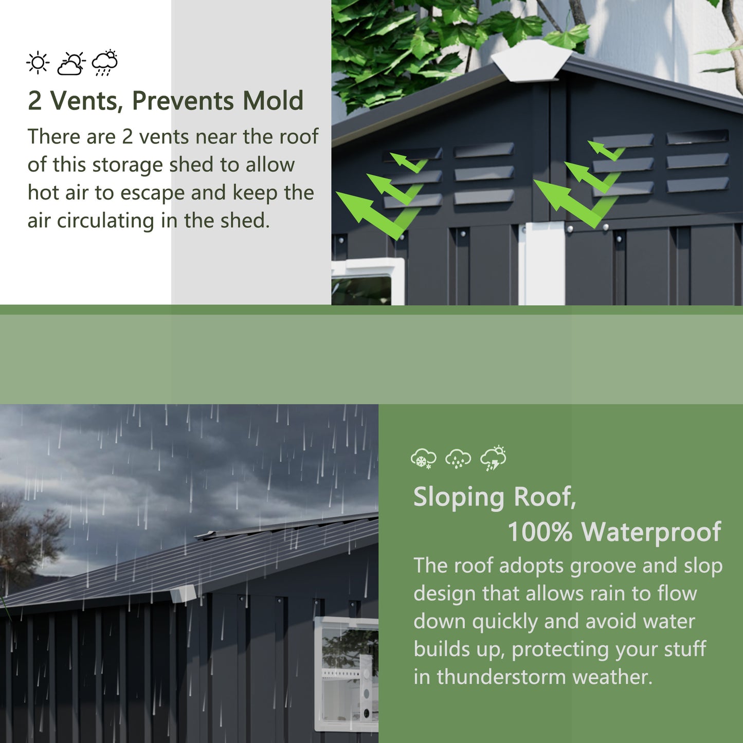6FT X 4FT Outdoor Garden Shed - Durable, Weather-Resistant Storage With Lockable Hinged Doors And Sloping Roof