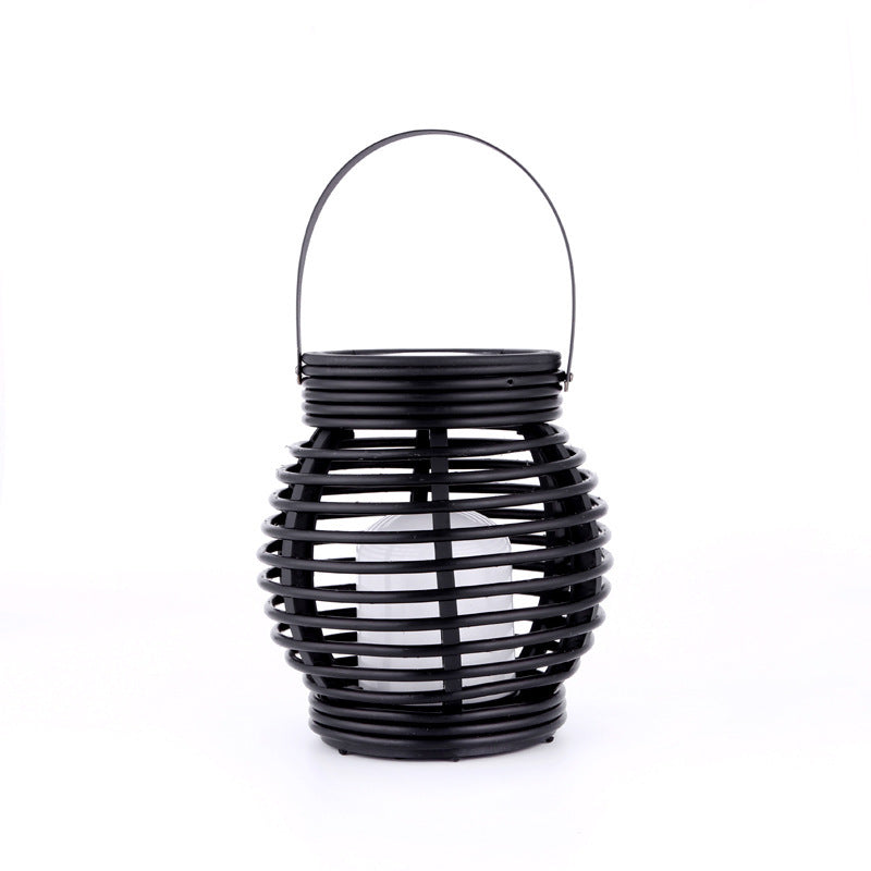 Outdoor Solar Rattan Hanging Lights, Hanging Cage Lights, LED Flame Lights - Outdoor Chilling