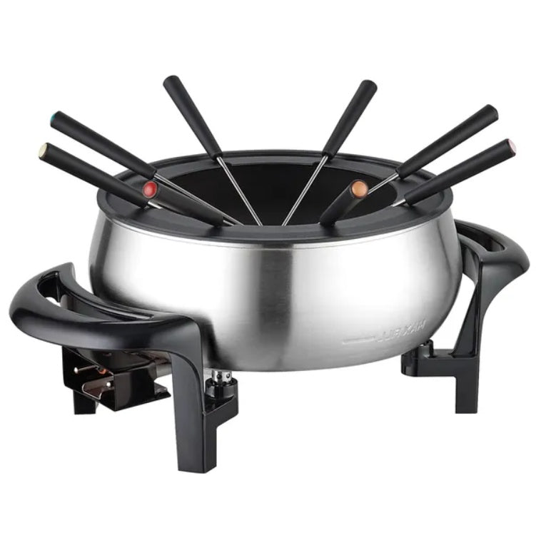 VEVOR Electric Fondue Pot Set For Cheese & Chocolate, 3 Quart Chocolate Melting Warmer, Stainless Steel Fondue Maker With Temperature Control And 8 Forks, For Hors D'Oeuvres, Entrees, And Desserts