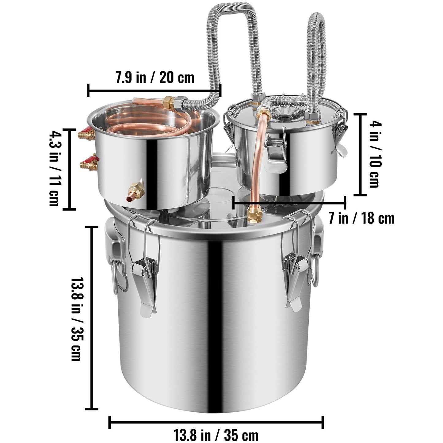 8Gal Home Use Moonshine Still Brewing Stainless Steel Water Wine Alcohol Double Keg