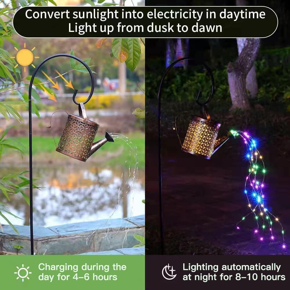 Solar Lights Outdoor Decorative, Metal Solar Watering Can Outdoor Lights IP65 Waterproof, Hanging Garden Decor Yard Lights Outside Patio Lawn, Gifts For Mom Women Birthday