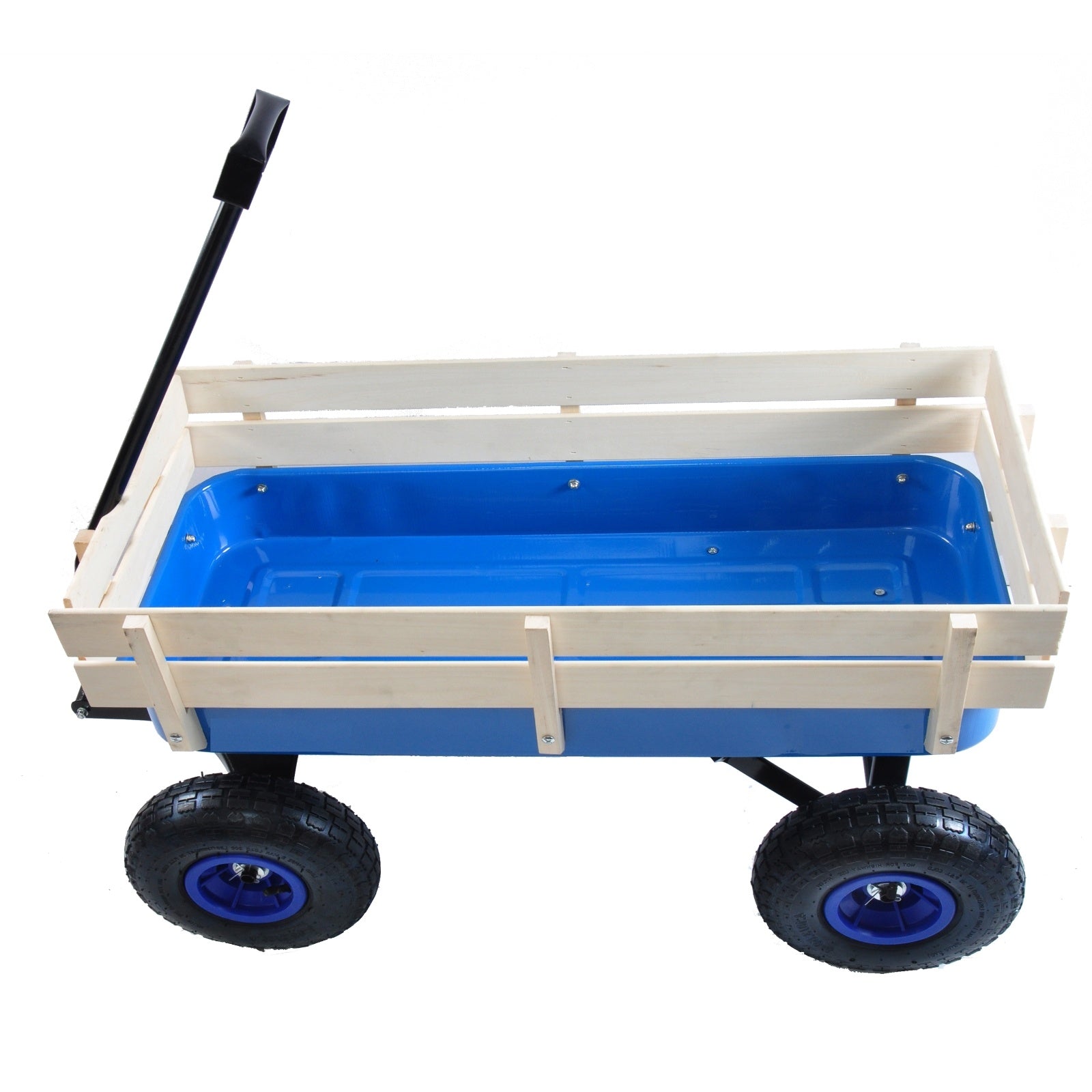 Outdoor Wagon All Terrain Pulling W  Wood Railing Air Tires Children Kid Garden