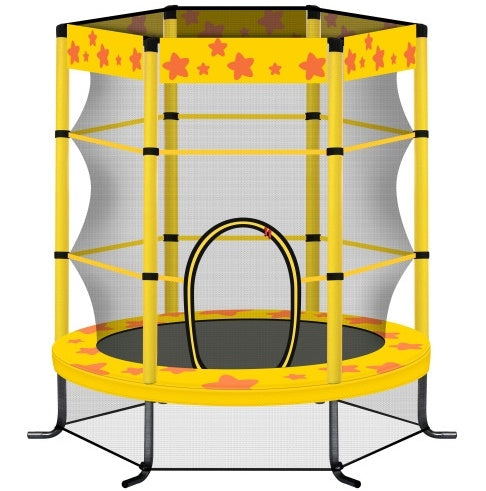 55 Inch Kids Trampoline With Safety Enclosure Net, 4.5FT Outdoor Indoor Trampoline For Kids Purple - Outdoor Chilling
