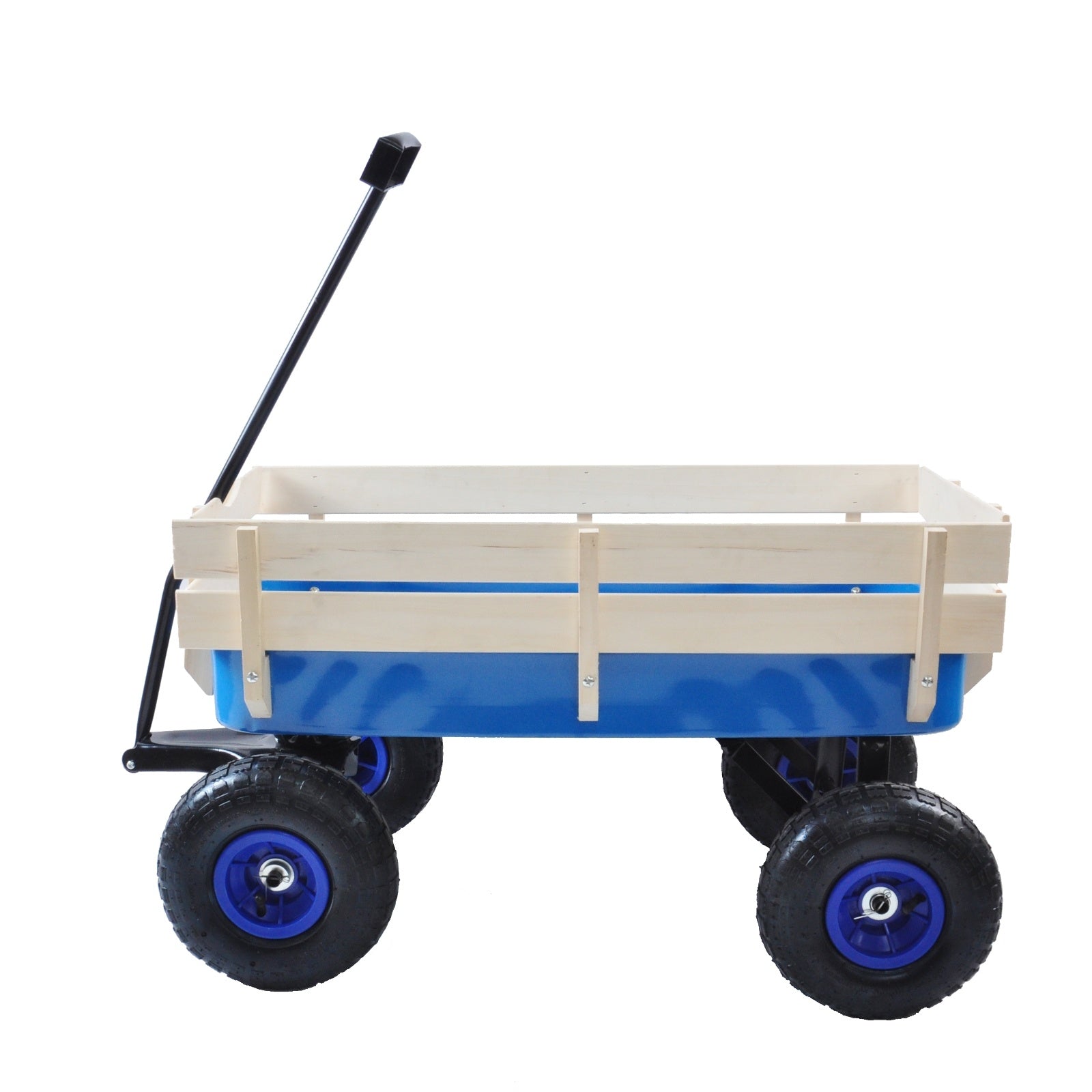 Outdoor Wagon All Terrain Pulling W  Wood Railing Air Tires Children Kid Garden