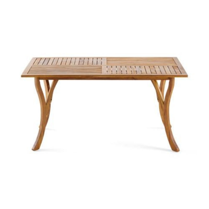 Outdoor 59 Inch Rectangular Solid Wood Dining Table In Teak Color - Outdoor Chilling