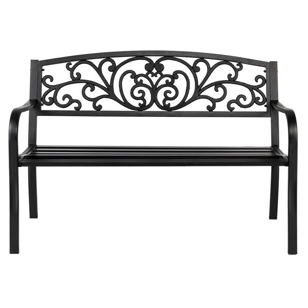 50 Inch PVC Butterfly Backrest Black Iron Bench