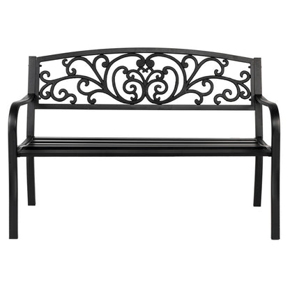 50 Inch PVC Butterfly Backrest Black Iron Bench