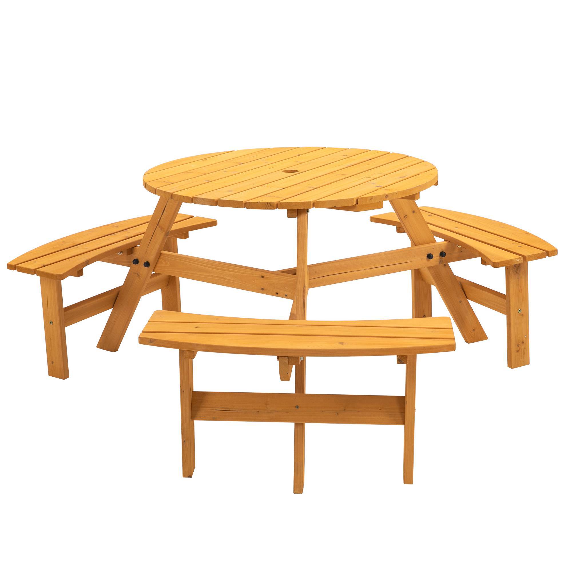 Circular Outdoor Wooden Picnic Table For Patio, Backyard, Garden, DIY - Outdoor Chilling