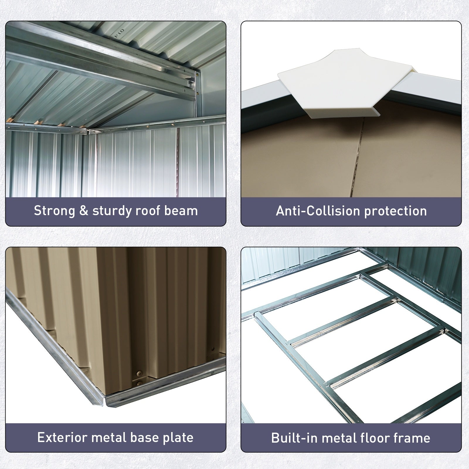 6ft X 8ft Outdoor Metal Storage Shed With Window Grey