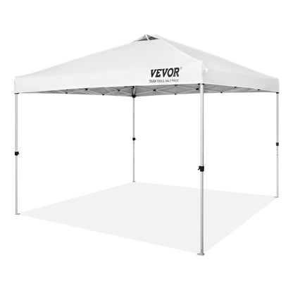VEVOR Pop Up Canopy Tent, 10 X 10 Ft, 250 D PU Silver Coated Tarp, With Portable Roller Bag And 4 Sandbags, Waterproof And Sun Shelter Gazebo For Outdoor Party, Camping, Commercial Events, White