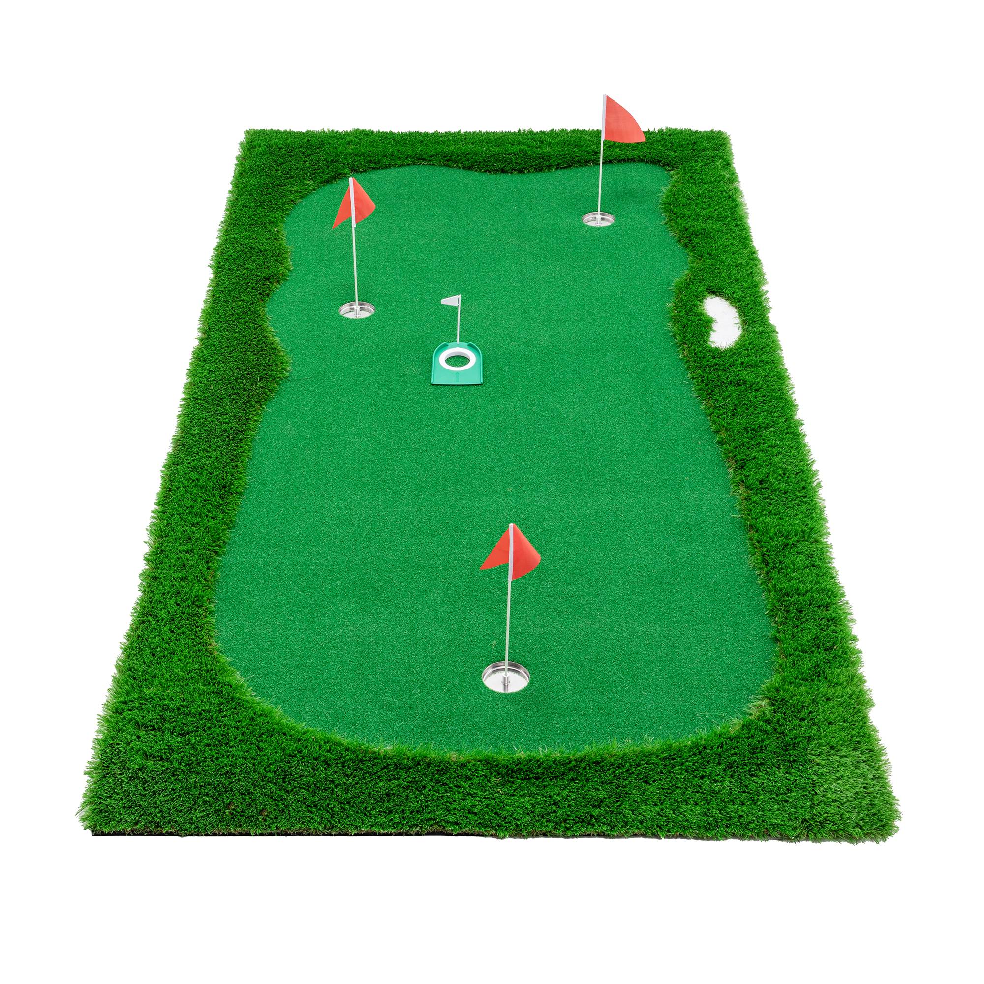 10x5 FT Golf Putting Green, Golf Training Mat With High-quality Turf, 3 Holes, 3 Flags And Cups For Indoor Outdoor