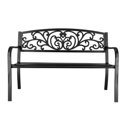 50 Inch PVC Butterfly Backrest Black Iron Bench