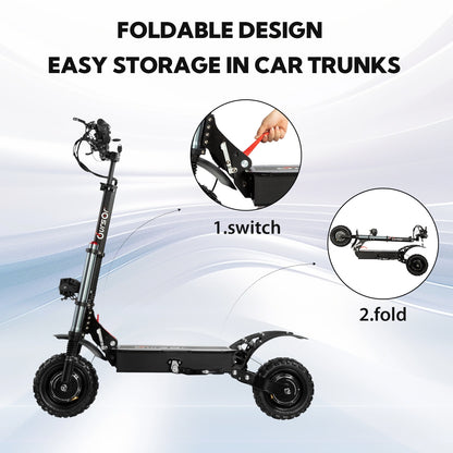 Electric Scooter With Seat, 6000W Power Dual Motor Top Speed 50MPH 60V 35Ah Battery 50 Miles Range, 11 Inch Off-Road Tires For Street Commuting And Limit Offroad - Outdoor Chilling
