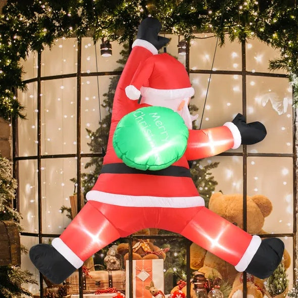 4.9 FT Lighted Christmas Inflatable Decoration, Inflatable Hanging Santa Claus With Gift Bag, Funny Blow Up Yard Decorations With Built-in LED Lights For Holiday Party Front Yard Lawn Garden Decor - Outdoor Chilling