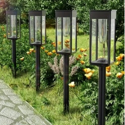 6 Pack Outdoor Solar Pathway Lights Cold White For Garden Pathway Driveway Decoration IP65 Waterproof