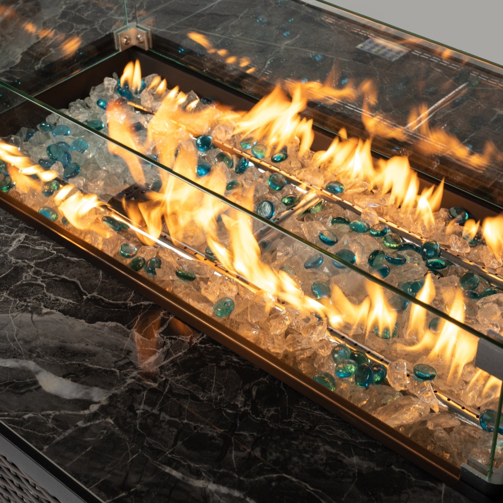 44 Outdoor Propane Fire Pit Table, Ceramic Tabletop Gas Fire Table - Outdoor Chilling