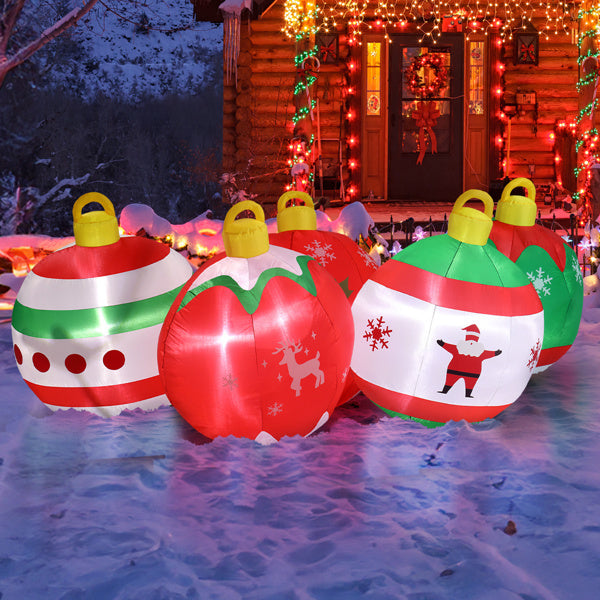 6.9ft, Five Christmas Balls, Five LED Lights, Bundle Pocket, Christmas Inflatable Decoration - Outdoor Chilling