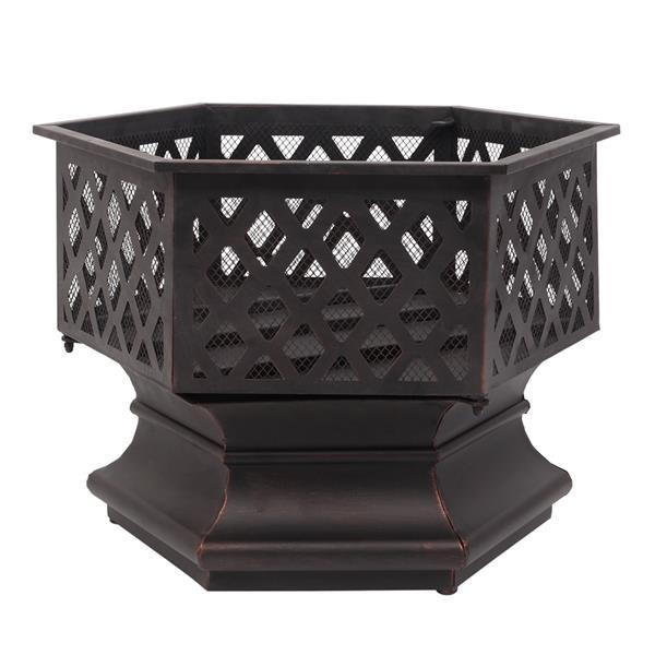 22in Iron Hexagonal Red Copper Firewood Brazier