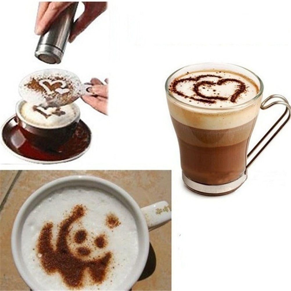 16Pcs Plastic Cappuccino Coffee Foam Spray Template Stencils DIY Decorating Coffee Printing Mold