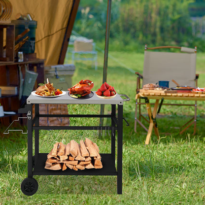 112x59x82cm, Stainless Steel Top, Without Basket, Removable, Barbecue Cart