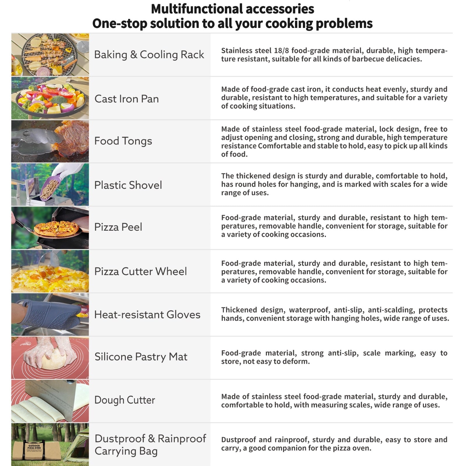 Outdoor 12 Automatic Rotatable Wood Fired Pizza Oven, Stainless Steel Portable