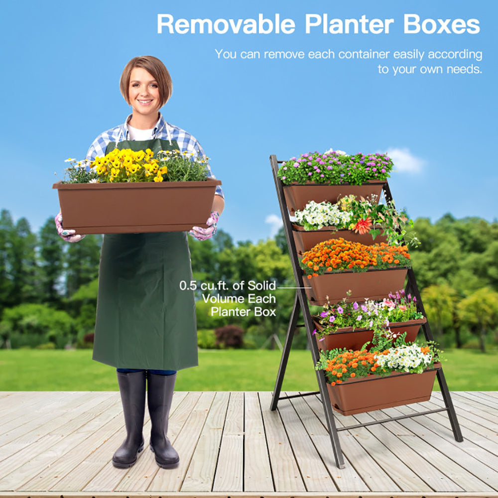 5-tier Vertical Garden Planter Box Elevated Raised Bed With 5 Container