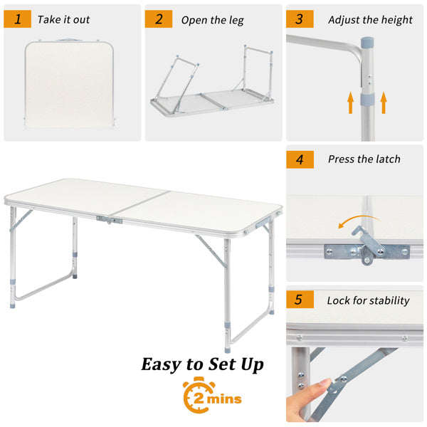 4ft Silver Outdoor Folding Table