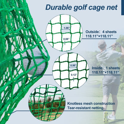 10X10X10FT Golf Practice Net Cage W Metal Frame Hitting Net Kit Indoor Outdoor