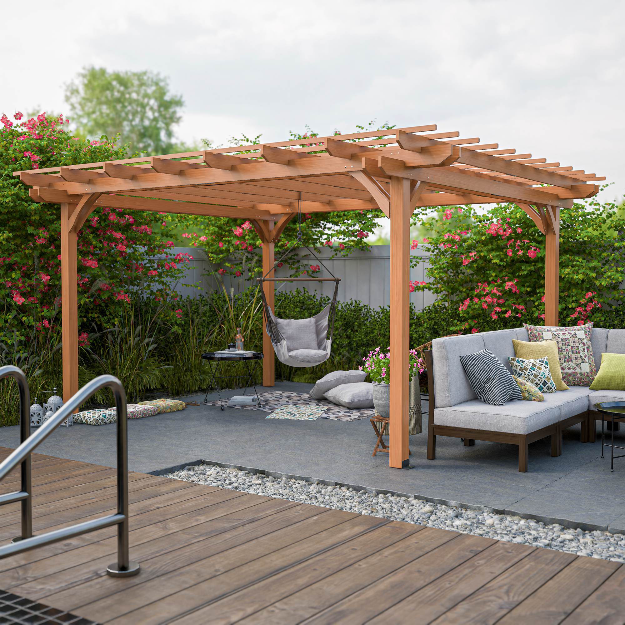 Outdoor Wood Pergola, Wooden Patio Pergola Gazebo For Climbing Plant Support, Garden, Brown - Outdoor Chilling