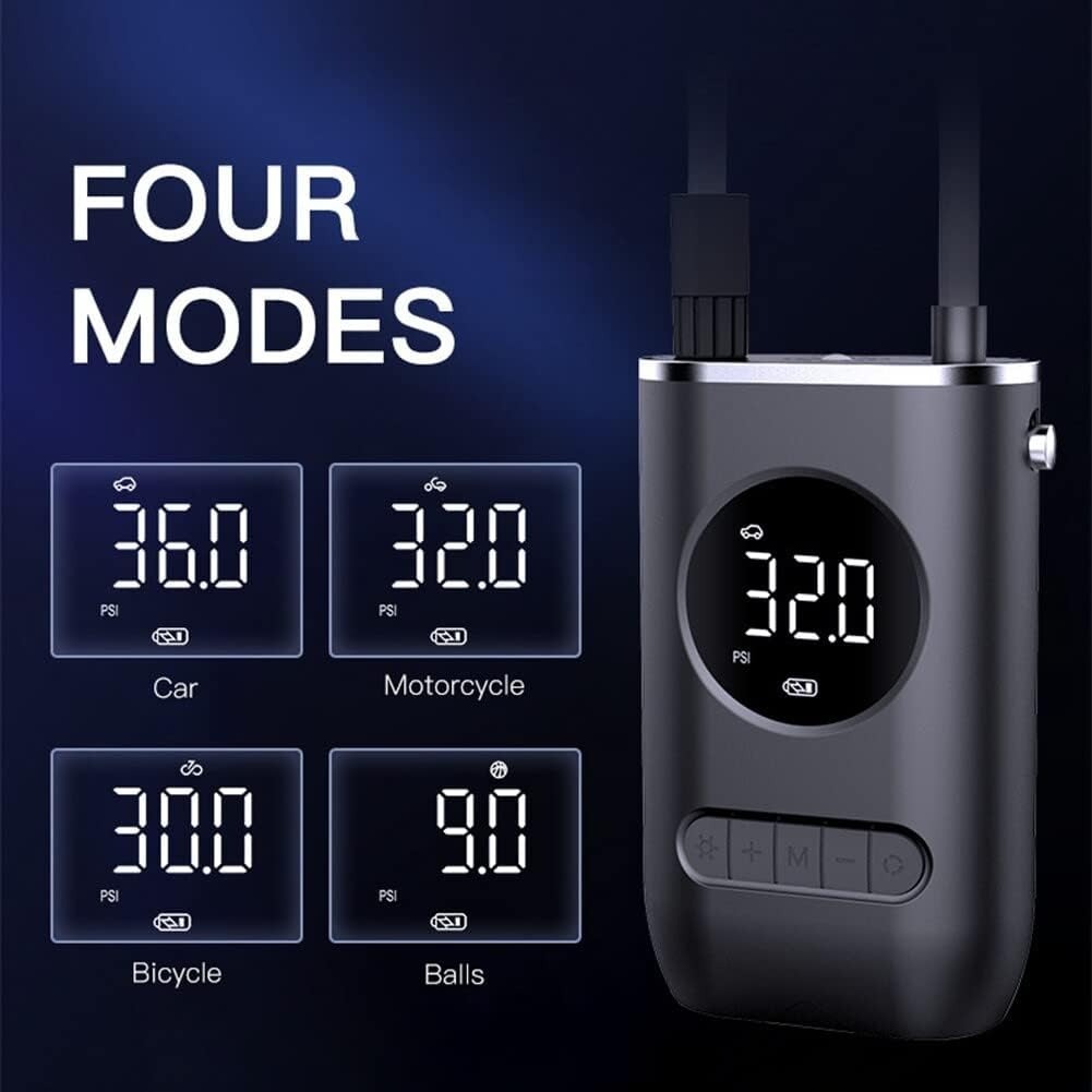 Tire Inflator Portable Air Compressor,Portable Electric Inflator 150PSI Cordless Electric Ball Inflator Rechargeable Bicycle Air  Inflator With Digital LED Display - Outdoor Chilling