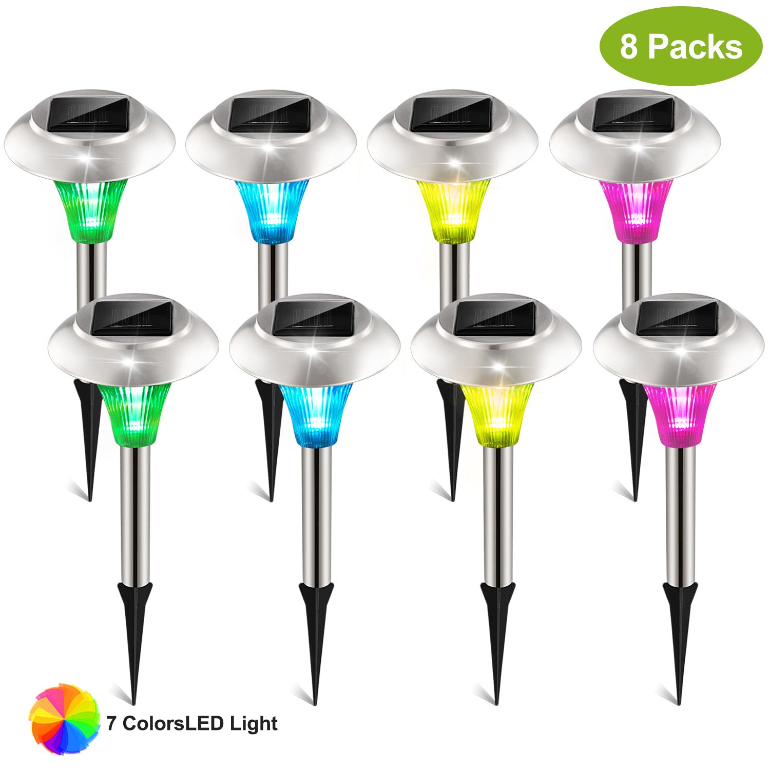 24Pcs 12Pcs 8Pcs 4Pcs Solar Garden Lights IP44 Waterproof 7 Color Changing For Yard Driveway Walkway - Outdoor Chilling