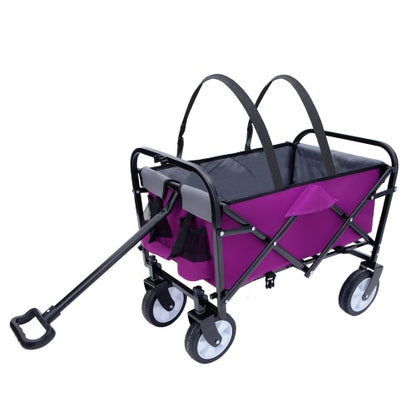 Minimeetall Strap Collapsible Foldable Wagon Cart With Strapping System, Beach Wagon, Utility Cart, Utility Wagon Grocery Cart For Camping Shopping Sports Gardening Fishing Supports 225lbs