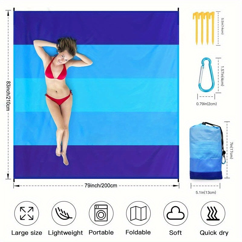 Waterproof Beach Mat - Sand proof, Portable Outdoor Blanket Ideal For Picnics, Travel, Camping And Hiking
