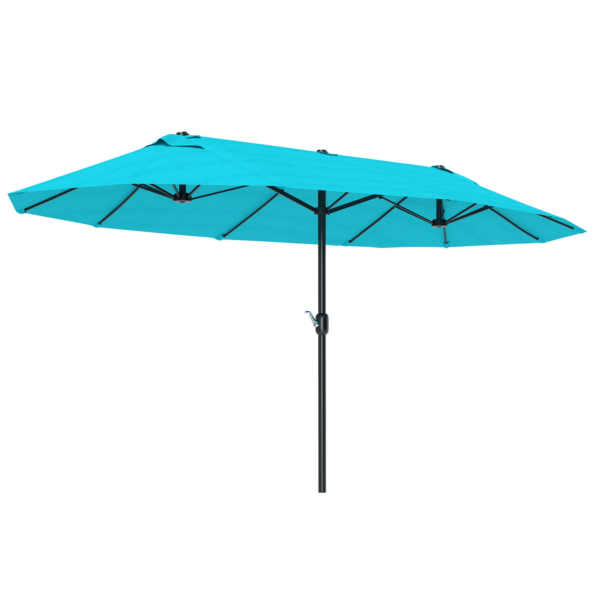 Patio Umbrella 15ft Double-Sided Outdoor Market Extra Large Umbrella With Crank Handle For Backyard, Light Blue