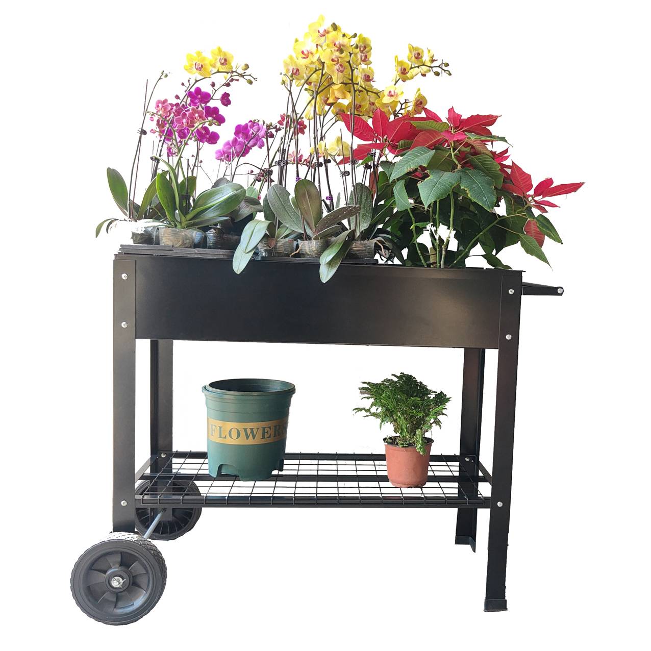 Mobile Metal Raised Garden Bed Cart With Legs For Outdoor House Patio
