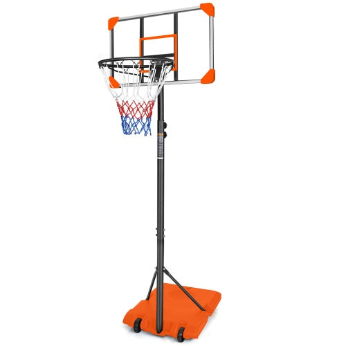 Portable Basketball Goal System With Stable Base And Wheels, Use For Indoor Outdoor Teenagers Youth Height Adjustable 5.6 To 7ft Basketball Hoop 28 Inch Backboard - Outdoor Chilling
