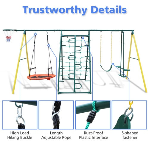 Indoor Outdoor Metal Swing Set With Safety Belt