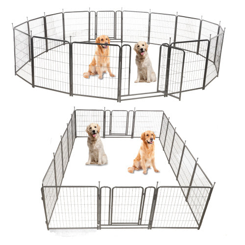 16 Panels Dog Playpen For Outdoor,yard,camping,31.6Height Dog Fence With 2 Doors.