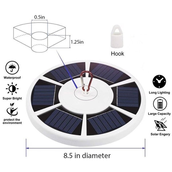 Solar Flagpole Light Strip Hook For Tent Camping