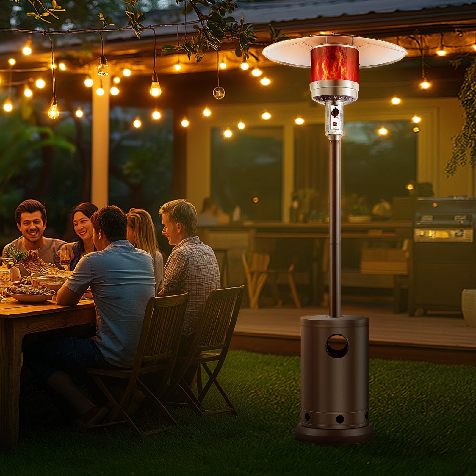 VEVOR Propane Patio Heater 50000BTU Tall Hammered W Round Table Outdoor Bronze - Outdoor Chilling